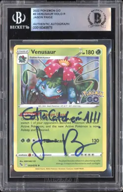 Pokemon Jason Paige signed 2022 Pokemon Go 3 Venusaur BGS Auth Auto - Image 1