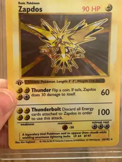 1st Edition Zapdos Holo Base Set 16/102 Pokemon 1999 - Image 1