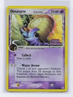 Omanyte 74/110 Common Holon Phantoms Pokemon Reverse Holo Heavily Played - Image 1