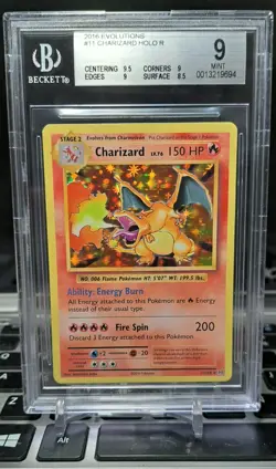 2016 POKEMON XY EVOLUTIONS #11 CHARIZARD-HOLO R BECKETT 9 - Image 1