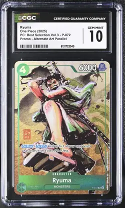 2025 ONE PIECE PREMIUM CARD COLLECTION BEST SELECTION VOL. 3 #P-072 RYUMA CGC 10 - Image 1