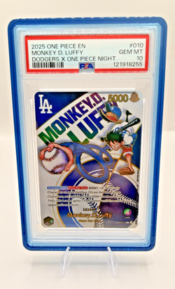 2025 ONE PIECE PROMOS DODGERS X ONE PIECE NIGHT #010 MONKEY D. LUFFY PSA 10 - Image 1