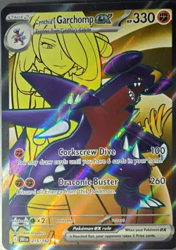 Pokemon Card Cynthia's Garchomp ex 215/182 Ultra Rare Destined Rivals NM - Image 1