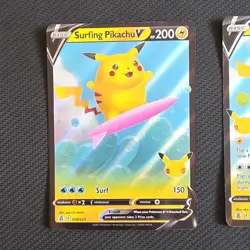 Pokemon Celebrations Surfing Pikachu V & Flying Pikachu V Holo Lot 2 Cards NM+ - Image 2