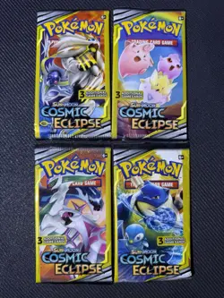 Pokemon Sun & Moon Cosmic Eclipse 3 Card Booster Packs Art Set 2019 Sealed - Image 1