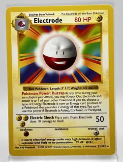 Electrode 21/102 1999 Base Set Shadowless Pokemon Card LP - Image 1