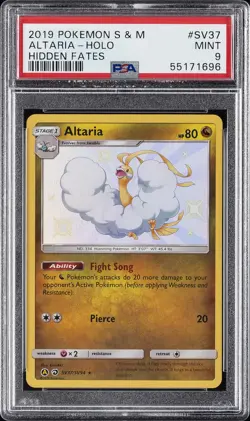 2019 POKEMON SUN & MOON HIDDEN FATES #SV37 ALTARIA-HOLO PSA 9 - Image 1