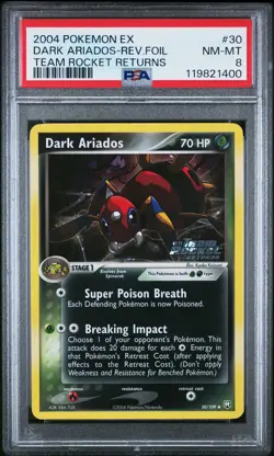 2004 POKEMON EX TEAM ROCKET RETURNS #30 DARK ARIADOS-REVERSE FOIL PSA 8 - Image 1