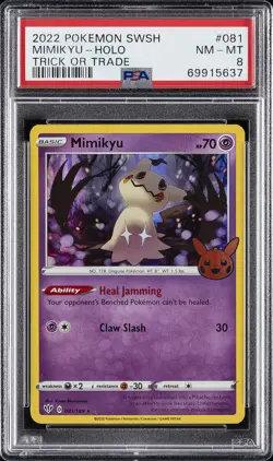 2020 POKEMON SWORD & SHIELD DARKNESS ABLAZE #081 MIMIKYU-HOLO PSA 8 - Image 1