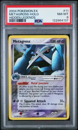2004 POKEMON EX HIDDEN LEGENDS #11 METAGROSS-HOLO PSA 8 - Image 1