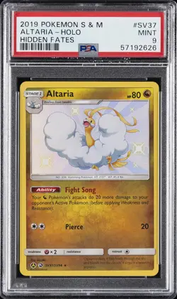 2019 POKEMON SUN & MOON HIDDEN FATES #SV37 ALTARIA-HOLO PSA 9 - Image 1
