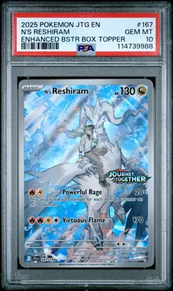 2025 POKEMON JTG EN-JOURNEY TOGETHER #167 N'S RESHIRAM PSA 10 - Image 1