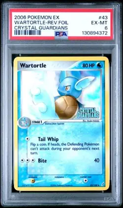 2006 POKEMON EX CRYSTAL GUARDIANS REVERSE HOLO WARTORTLE #43 PSA 6 - Image 1