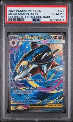 MEGA SHARPEDO EX #127 PSA 10 • 2025 POKEMON PFL EN-SPECIAL ILLUSTRATION RARE - Image 1