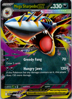 Pokemon TCG Mega Sharpedo ex 061/094 NM Holofoil PFL ME02: Double Rare - Image 1