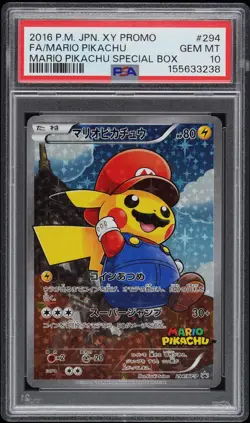 2016 POKEMON JAPANESE XY PROMO #294 FULL ART/MARIO PIKACHU PSA 10 - Image 1
