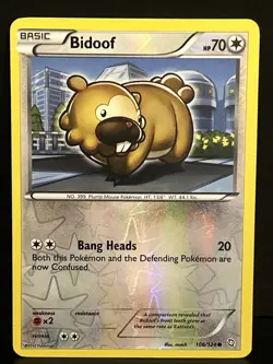 2012 Pokemon Black & White - Dragons Exalted Reverse Foil Bidoof #106 0g5j - Image 1