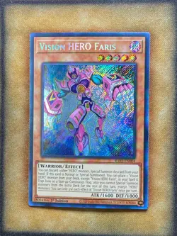 Yugioh Vision HERO Faris RA01-EN004 Secret Rare 1st Ed NM - Image 1