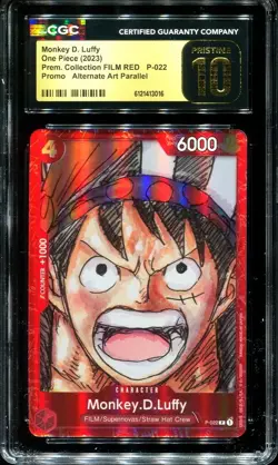 PRISTINE CGC 10 Monkey D. Luffy P-022 Prem. Collection FILM RED Promo 2023 EN On - Image 1