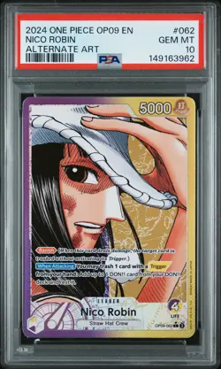 2024 ONE PIECE OP09-EMPERORS IN THE NEW WORLD ALTERNATE ART NICO ROBIN PSA 10 - Image 1