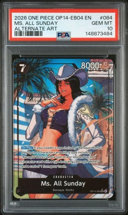 ONE PIECE MS. ALL SUNDAY 2026 OP14 THE AZURE SEA'S SEVEN #084 ALT ART PSA 10 - Image 1