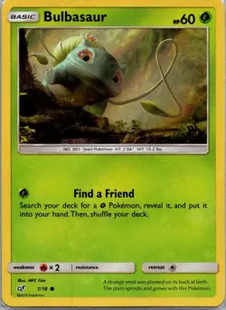 Bulbasaur HOLO 1/18 DETECTIVE PIKACHU Common Pokemon - Image 1
