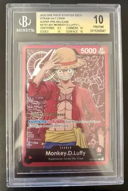 One Piece ST01-001 Monkey D. Luffy Super Pre-Release BGS 10 Pristine - Image 1