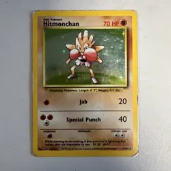 Hitmonchan 7/102 Holo Base Set Pokemon Card Vintage 1999 WOtc Vintage Mp Z2 - Image 1