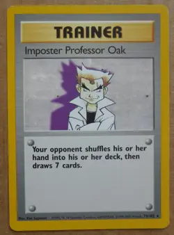 Imposter Professor Oak 73/102 Rare Non-Holo Base Set Pokemon Trainer Card MP - Image 1