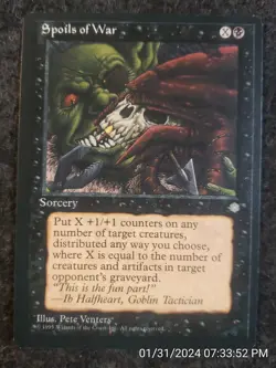 Spoils of War Ice Age NM Black Rare MAGIC THE GATHERING MTG CARD (DS3D1D1) - Image 1