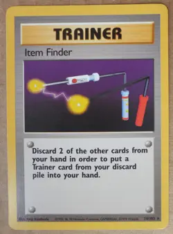 Item Finder 74/102 Rare Non-Holo Base Set Pokemon Trainer Card LP/MP - Image 1