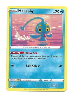 Pokemon Card - Manaphy 41/172 Non Holo Rare SWSH Brilliant Stars - Image 1
