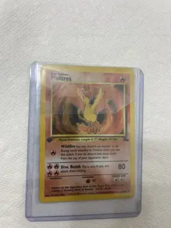 Pokemon TCG Moltres Holo Rare Card 12/62 Fossil 1st Edition MP/HP - Image 1