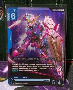 Gundam Card Game - Unicorn Gundam (Destroy Mode) GD01-002 LR - Holo Foil English - Image 1