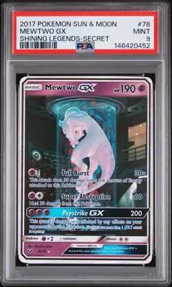 Pokemon Mewtwo GX 78/73 Shining Legends Secret Rare Holo PSA 9 English - Image 1