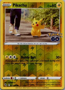 Pikachu (27) Reverse Holo Common Pokemon GO 027/078 NM - Image 1