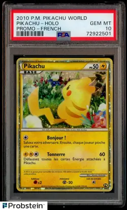 2010 Pokemon Pikachu World Promo French Pikachu - Holo PSA 10 GEM MINT - Image 1
