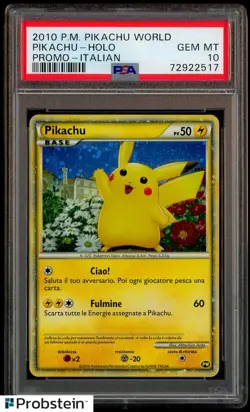 2010 Pokemon Pikachu World Promo Italian Pikachu - Holo PSA 10 GEM MINT - Image 1