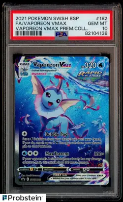 2021 Pokemon SWSH BSP Vaporeon VMax Premium #182 FA Vaporeon VMax PSA 10 - Image 1