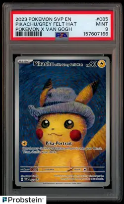 2023 Pokemon SVP EN Pokemon X Van Gogh #085 Pikachu With Grey Felt Hat PSA 9 - Image 1