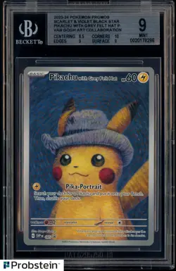 2021 Pokemon SVP EN Pokemon x Van Gogh #085 Pikachu Grey Felt Hat BGS 9 - Image 1