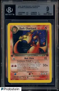 2000 Pokemon Team Rocket 1st Edition #4 Dark Charizard Holo R BGS 9 MINT - Image 1