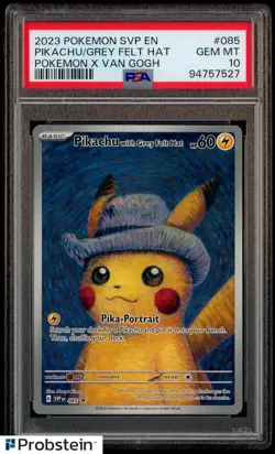 2023 Pokemon SVP EN x Van Gogh #085 Pikachu With Grey Felt Hat PSA 10 GEM MINT - Image 1
