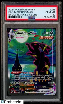 2021 Pokemon SWSH Evolving Skies Secret #215 FA Umbreon VMAX PSA 10 GEM MINT - Image 1