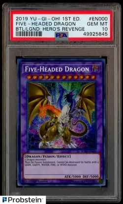 2019 YU-GI-OH! BTL/LGND HERO'S REVENGE #EN000 FIVE-HEADED DRAGON BTL/LGND PSA 10 - Image 1