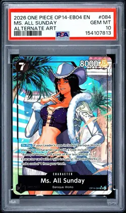 PSA 10 Ms. All Sunday (Alternate Art) OP14-084 Azure Sea's Seven Foil One Piece - Image 1