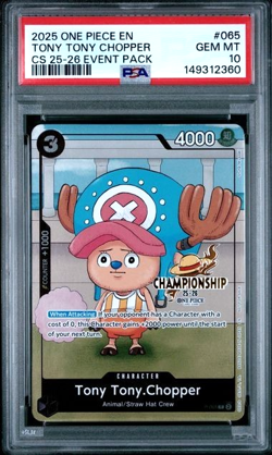 ONE PIECE TONY TONY CHOPPER 2025 CHAMPIONSHIP 2025-26 EVENT PACK #065 PSA 10 - Image 1