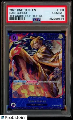 2025 One Piece EN Treasure Cup Top 64 #003 San-Gorou PSA 10 GEM MINT - Image 1