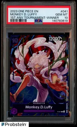 2023 One Piece EN 1st Anniversary Tournament Winner #041 Monkey D Luffy PSA 10 - Image 1