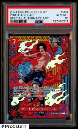 2024 One Piece OP08 JP Special Alternate Art #013 Portgas D. Ace PSA 10 GEM MINT - Image 1